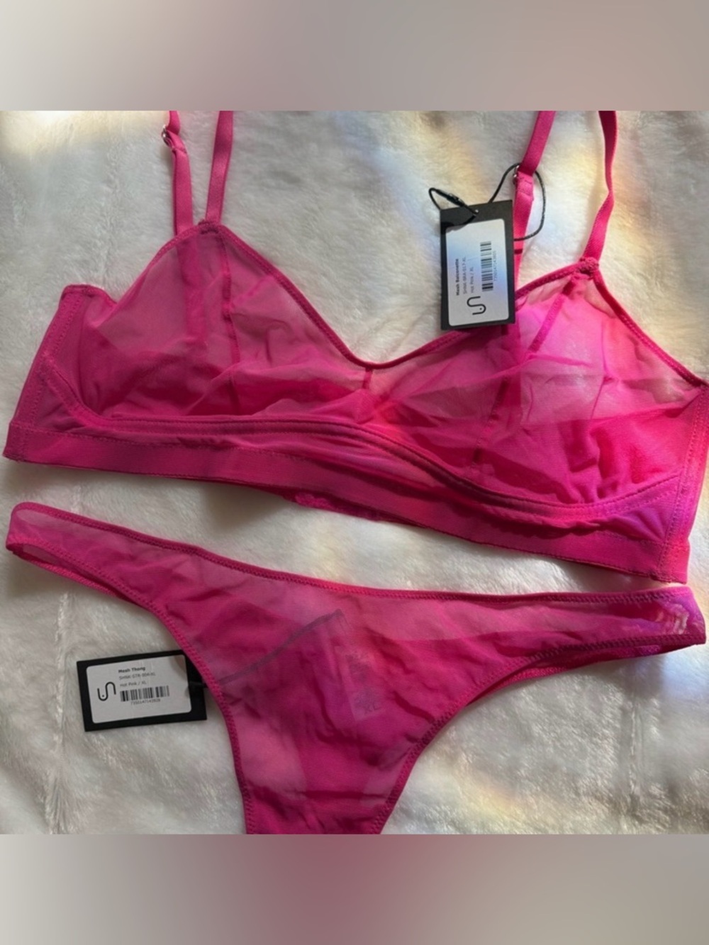 Understatement Women's Pink Intimates Set- mesh bra and panties. XL NWT
